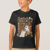 Womens Bookish Ghost Haunted Library Cat Bookworm T-Shirt (Vorderseite)