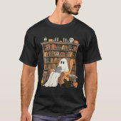 Womens Bookish Ghost Haunted Library Cat Bookworm T-Shirt (Vorderseite)