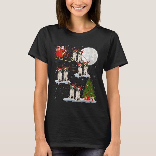 Womens Border Collie Dog Santa Sleigh Flying Funny T-Shirt (Vorderseite)