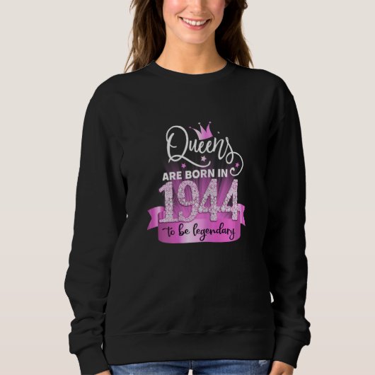 Womens Born In 1944 I Elegant Pink Black Party Out Sweatshirt (Vorderseite)