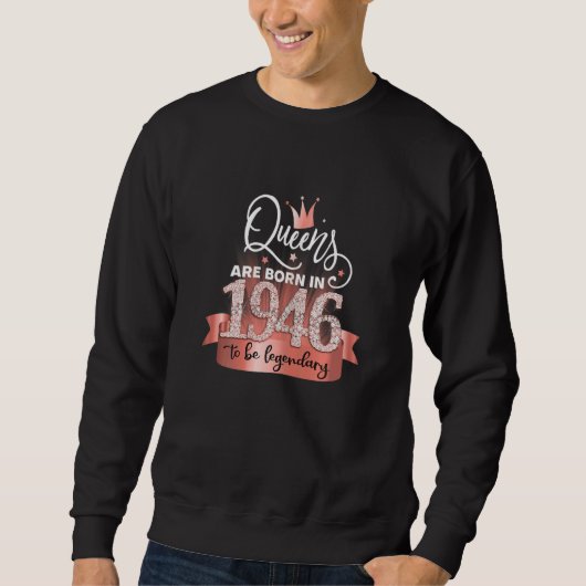 Womens Born In 1946 I Elegant Black Rose Party Out Sweatshirt (Vorderseite)