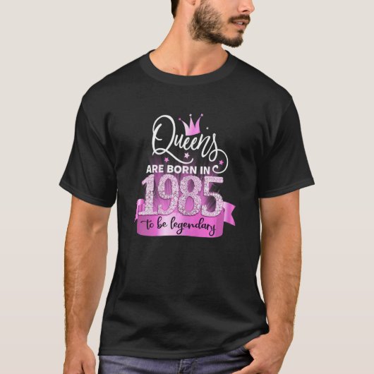 Womens Born In 1985 I Elegant Pink Black Party Out T-Shirt (Vorderseite)