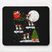Womens Boston Terrier Dog Santa Sleigh Flying Funn Mousepad (Vorne)