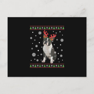 Womens Boston Terrier Xmas Ugly Christmas Sweater Feiertagspostkarte