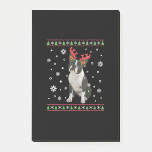 Womens Boston Terrier Xmas Ugly Christmas Sweater Post-it Klebezettel