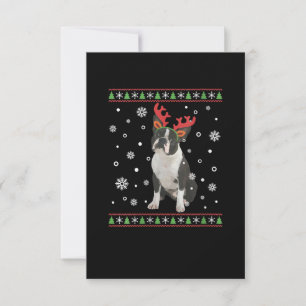 Womens Boston Terrier Xmas Ugly Christmas Sweater RSVP Karte