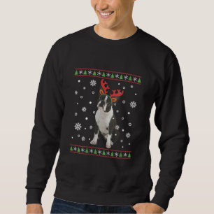 Womens Boston Terrier Xmas Ugly Christmas Sweater Sweatshirt