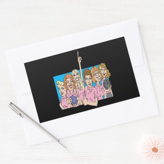 Womens Bowling Team Rechteckiger Aufkleber (Umschlag)