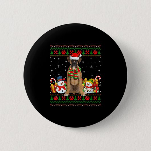 Womens Boxer Dog Ugly Christmas Sweaters Funny Pet Button (Vorderseite)