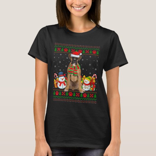 Womens Boxer Dog Ugly Christmas Sweaters Funny Pet T-Shirt (Vorderseite)