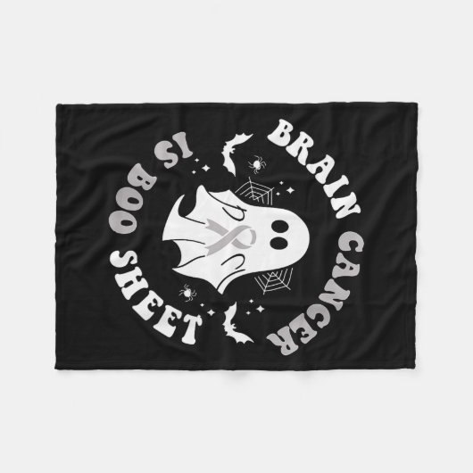 Womens Brain Cancer Is Boo Sheet Ghost Ribbon Awar Fleecedecke (Vorderseite (Horizontal))