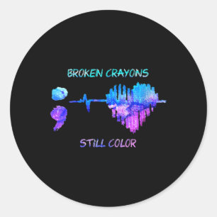 Womens Broken Crayons ist immer noch Colour Heartb Runder Aufkleber