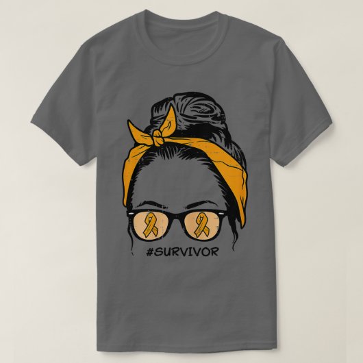 Womens Bun Orange Ribbon Sunglass Survivor Leukemi T-Shirt (Design vorne)