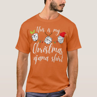 Womens Bunco Christmas Pajama Dice Game Night VNec T-Shirt