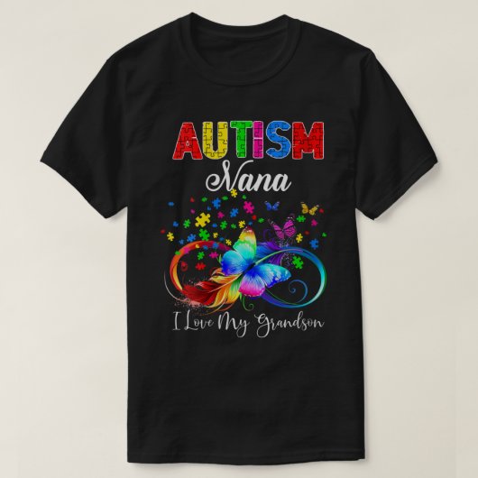 Womens Butterfly Autism Nana I Liebe Mein Enkel Su T-Shirt (Design vorne)
