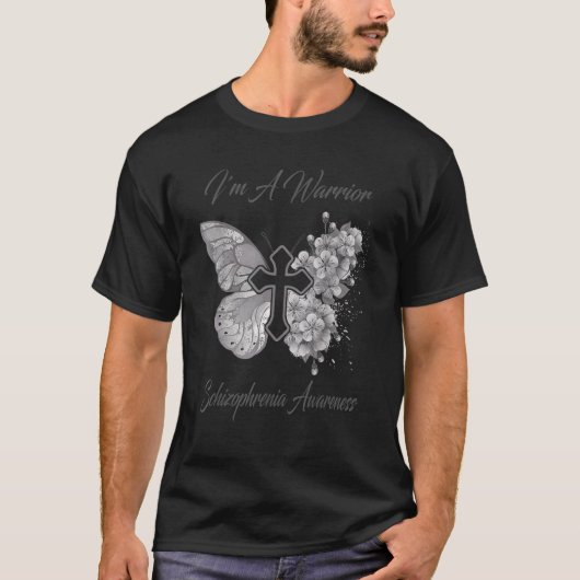 Womens Butterfly Ich bin Kriegerin Schizophrenie T-Shirt (Vorderseite)