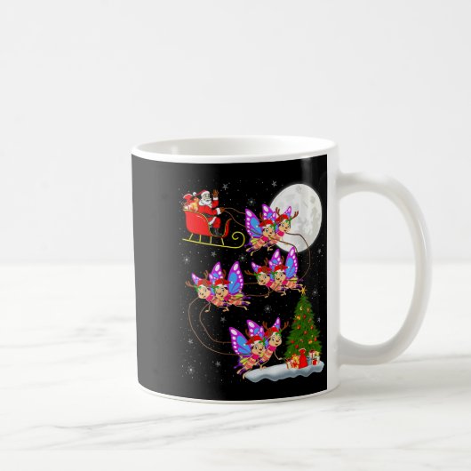 Womens Butterfly Santa Sleigh Flying Funny Magical Kaffeetasse (Rechts)