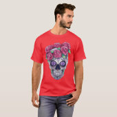 Womens Calavera Flowers Scary Monster Horror Hallo T-Shirt (Vorne ganz)