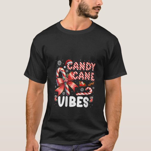 Womens Candy Cane Vibes Funny Christmas Candy Love T-Shirt (Vorderseite)