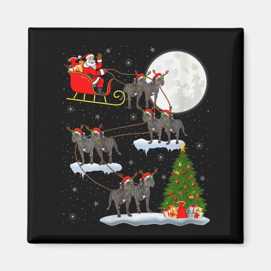 Womens Cane Corso Dog Santa Sleigh Flying Funny Ma Magnet (Vorne)