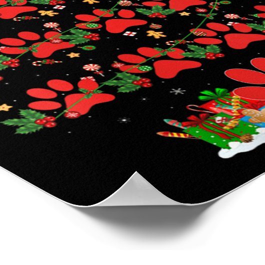 Womens Cat Dog Paw Christmas Tree Pajamas Puppy Do Poster (Ecke)