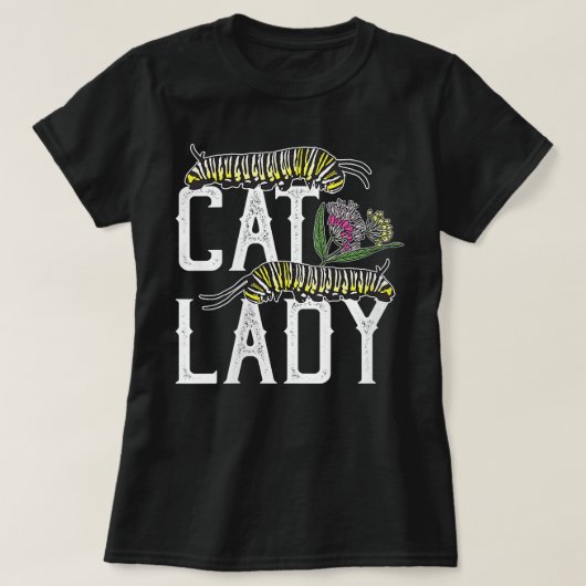Womens Cat Lady - Funny Monarch Butterfly Caterpil T-Shirt (Design vorne)