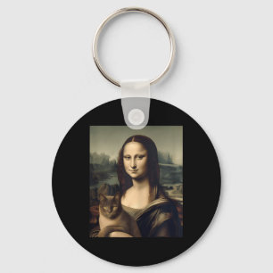 Womens Cat Lover Mona Lisa Cat Kitten Schlüsselanhänger