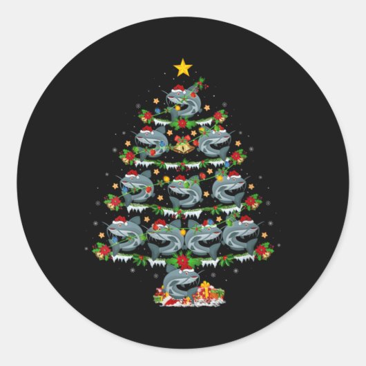 Womens Catfish Xmas Lights Santa Catfish Christmas Runder Aufkleber (Vorderseite)