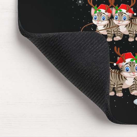 Womens Cats Santa Sleigh Flying Funny Magical Chri Mousepad (Ecke)