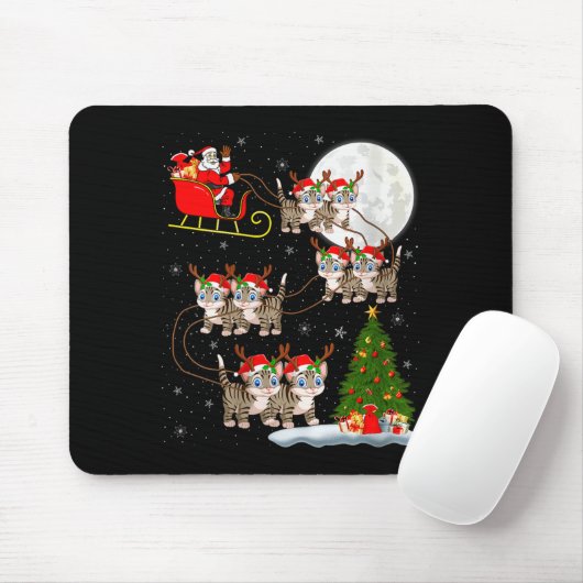 Womens Cats Santa Sleigh Flying Funny Magical Chri Mousepad (Mit Mouse)