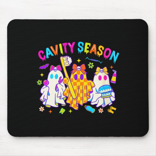Womens Cavity Season Funny Halloween Ghost Cute So Mousepad (Vorne)