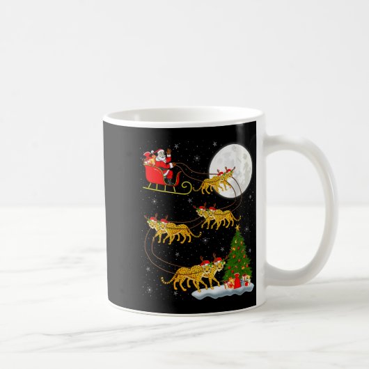 Womens Cheetah Santa Sleigh Flying Funny Magical C Kaffeetasse (Rechts)
