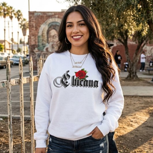 Womens Chicana Rote Rose Sweatshirt