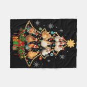 Womens Chicken Christmas Tree Santa Hat Xmas Light Fleecedecke (Vorderseite (Horizontal))