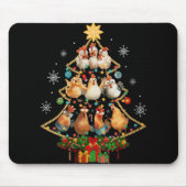 Womens Chicken Christmas Tree Santa Hat Xmas Light Mousepad (Vorne)