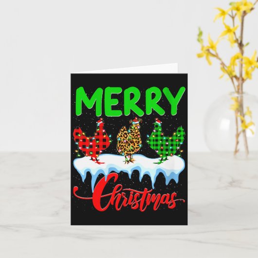 Womens Chicken Merry Christmas Pajamas Leopard Buf Karte (Gelbe Blume)