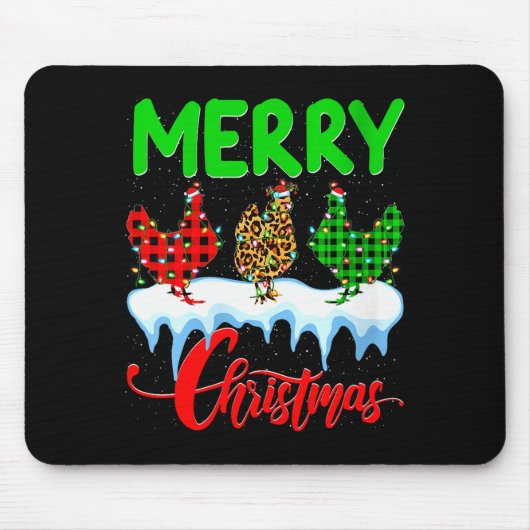 Womens Chicken Merry Christmas Pajamas Leopard Buf Mousepad (Vorne)