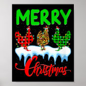 Womens Chicken Merry Christmas Pajamas Leopard Buf Poster (Vorne)