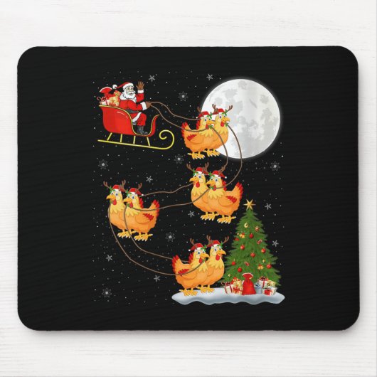 Womens Chicken Santa Sleigh Flying Funny Magical C Mousepad (Vorne)