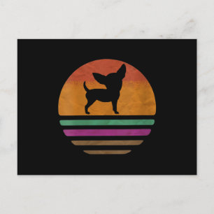 Womens Chihuahua Dog 60er 70er 80er Silhouette Postkarte
