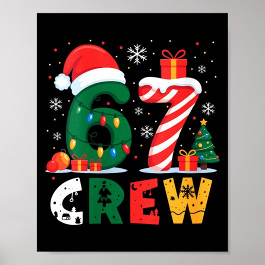 Womens Christmas 67 Crew Brainrot Funny Candy Cane Poster (Vorne)