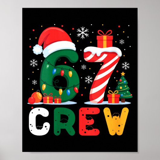 Womens Christmas 67 Crew Brainrot Funny Candy Cane Poster (Vorne)