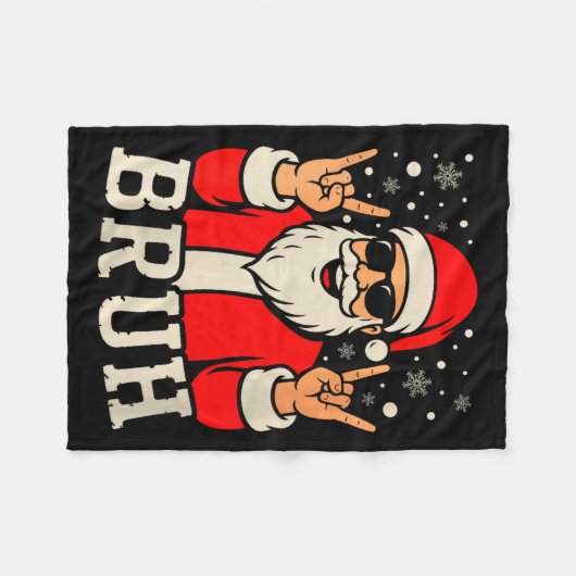 Womens Christmas Bruh Meme Funny Santa Claus Teen Fleecedecke (Vorderseite (Horizontal))