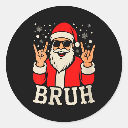 Womens Christmas Bruh Meme Funny Santa Claus Teen Runder Aufkleber (Vorderseite)