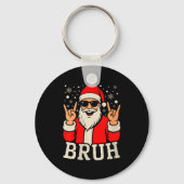 Womens Christmas Bruh Meme Funny Santa Claus Teen Schlüsselanhänger (Vorderseite)