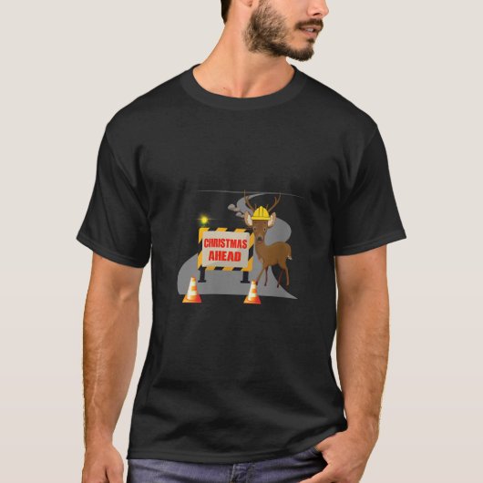Womens Christmas Construction and Reindeer V Neck T-Shirt (Vorderseite)