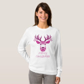 Womens Christmas Deer Long Sleeve T-Shirt (Vorne ganz)