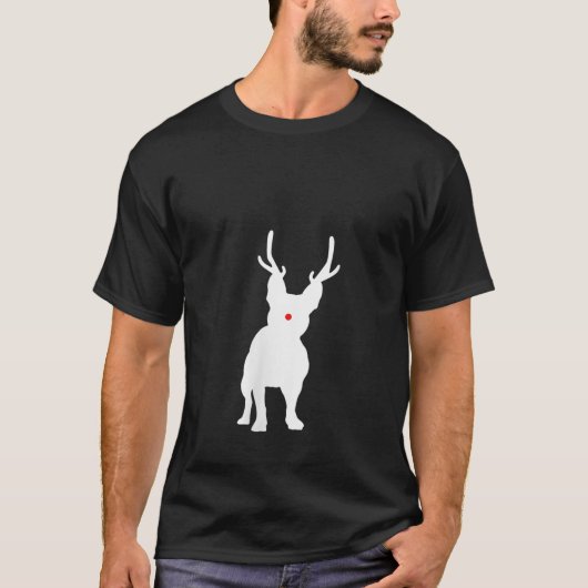 Womens Christmas French Bulldog Reindeer Frenchie T-Shirt (Vorderseite)