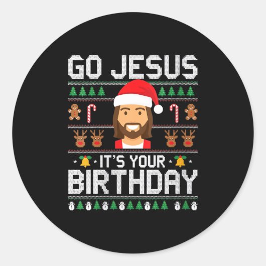 Womens Christmas Go Jesus It's Your Birthday - Fun Runder Aufkleber (Vorderseite)