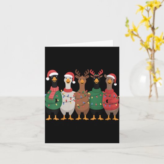 Womens Christmas Lights Goose Santa Funny Xmas Duc Karte (Gelbe Blume)